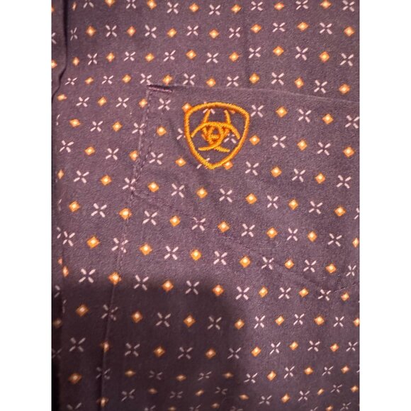 Ariat Mens Wrinkle-Free Long Sleeve Button-Up Shirt Purple M Western Work Cowboy - Picture 4 of 12